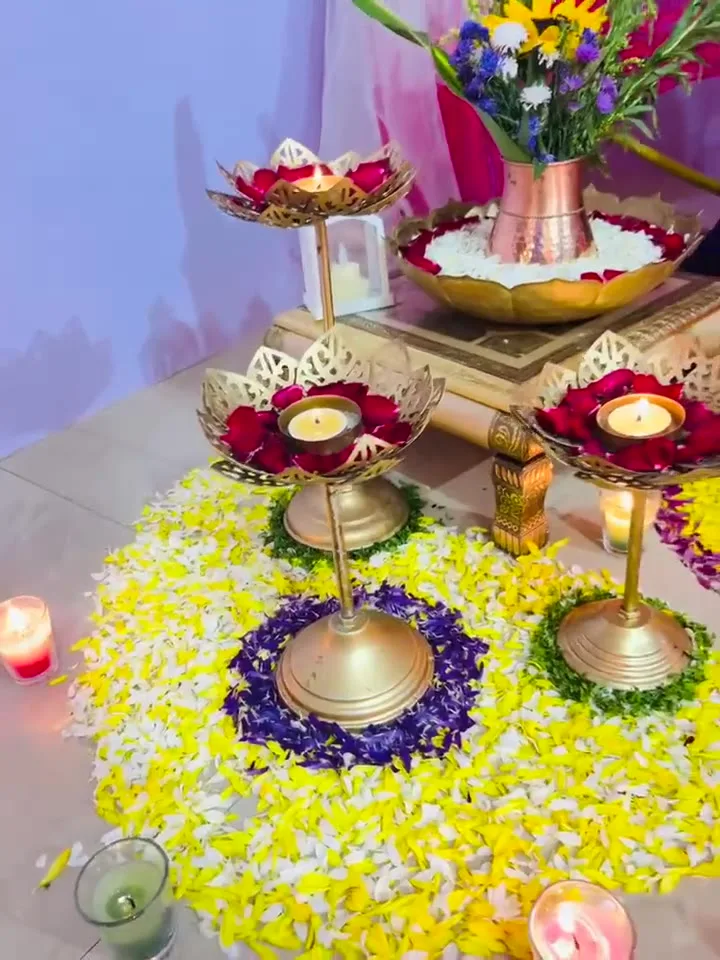 Flower rangoli with lamps — event by Plan With YOLO, Pune