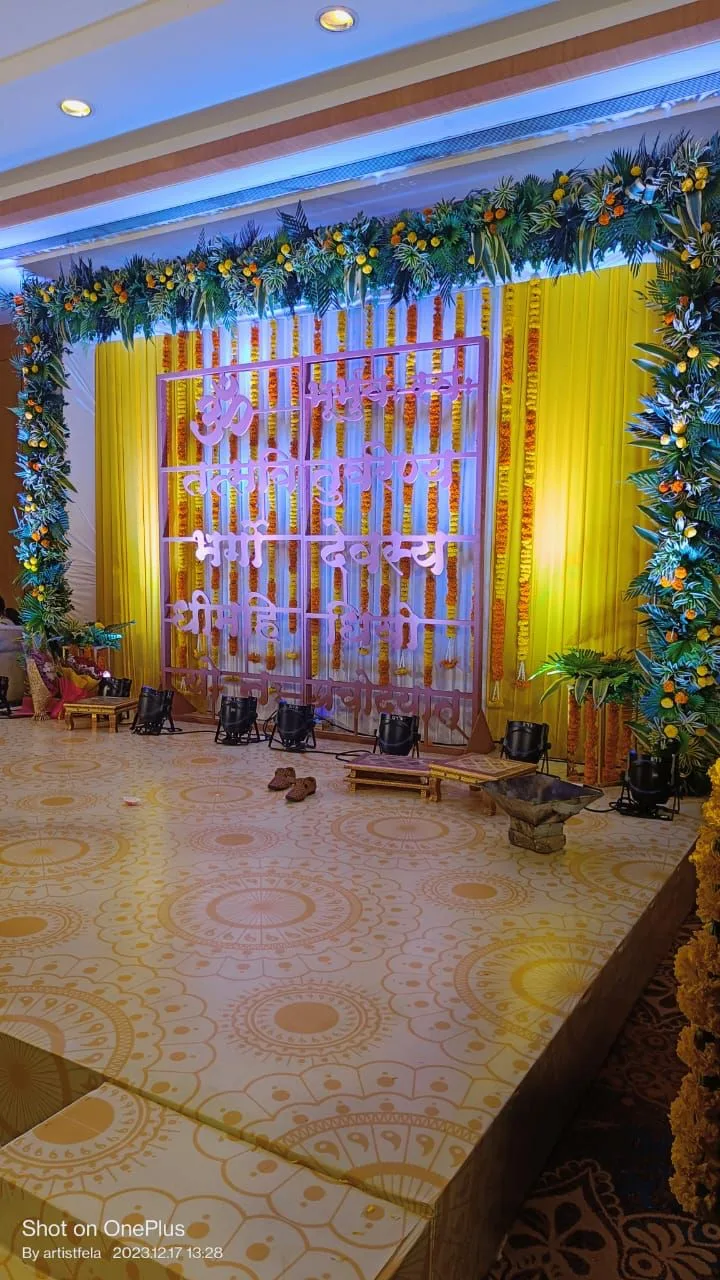 Haldi backdrop in yellow and pink — event by Plan With YOLO, Pune