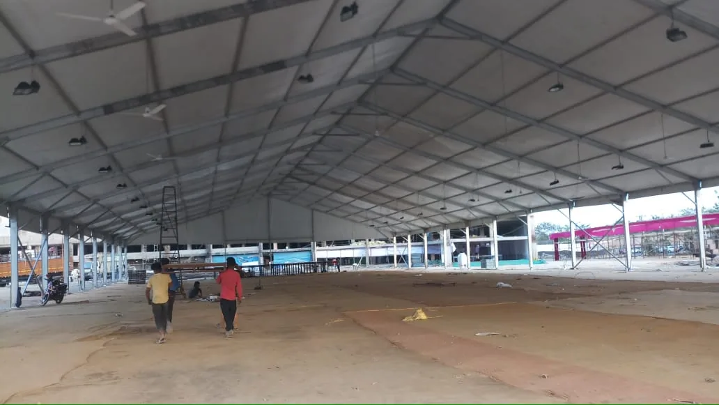 Hangar tent large interior — event by Plan With YOLO, Pune