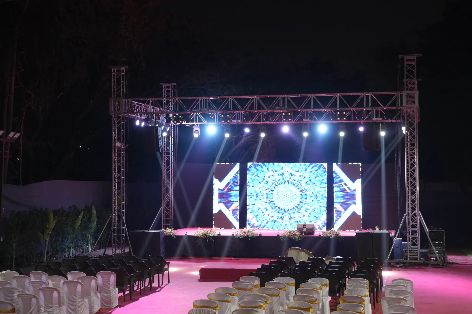 Led stage side view — event by Plan With YOLO, Pune