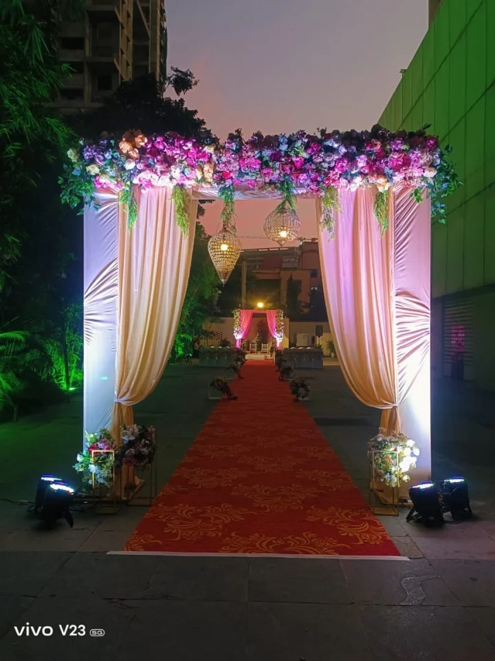 Draped walkway over a red carpet — event by Plan With YOLO, Pune