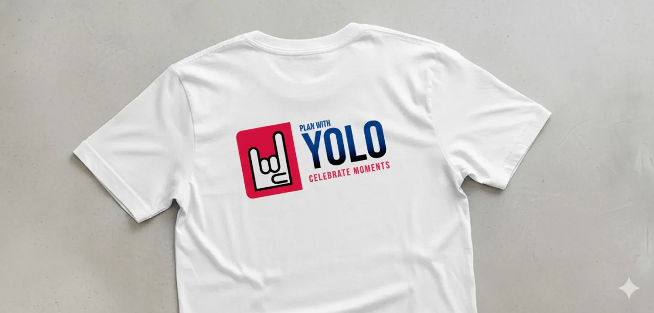 Crew shirt carrying the identity — event by Plan With YOLO, Pune